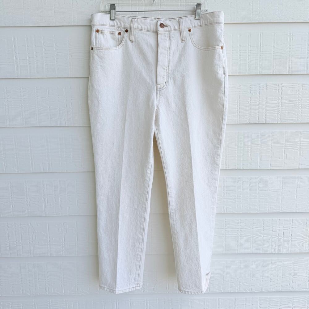 Madewell Slim Demi Boot White High Rise Jeans Size 32